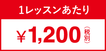 1レッスンあたり ¥1200円（税別）
